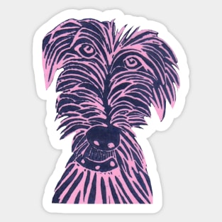 Dog, Scruffy, adorable mutt, pink Sticker